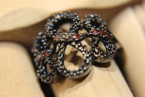 Ring mit orangefarbenen Diamanten Silber 925 Größe 14