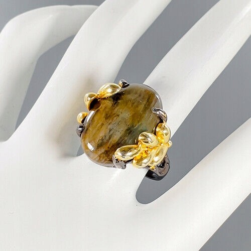 Künstlerischer natürlicher Labradorit Ring Größe 18