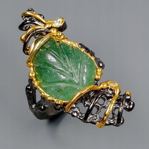 Künstlerischer Ring mit Zirkonia Aventurin Größe 17,5