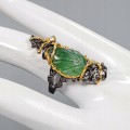 Künstlerischer Ring mit Zirkonia Aventurin Größe 17,5