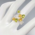 Künstlerischer Saphir Ring Größe 17 Peridot Blume
