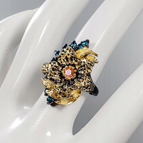 Art Turmalin Ring Größe 14,5 Zirkonia