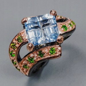 Künstlerischer Diopsid Ring Größe 16,5 Topas