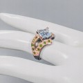Künstlerischer Diopsid Ring Größe 16,5 Topas