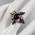 Künstlerischer Ring natürlicher Amethyst Topas Größe 14