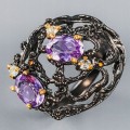 Künstlerischer Ring natürliche Amethyste Größe 14