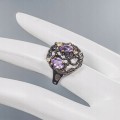 Künstlerischer Ring natürliche Amethyste Größe 14
