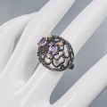 Künstlerischer Ring natürliche Amethyste Größe 14