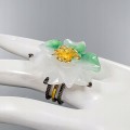 Art Ring mit Chalcedon Peridot Blume Größe 15