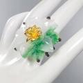 Art Ring mit Chalcedon Peridot Blume Größe 15