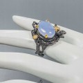 Künstlerischer Ring mit Chalcedon Topas 925 Größe 12,5