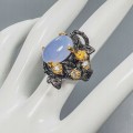 Künstlerischer Ring mit Chalcedon Topas 925 Größe 12,5