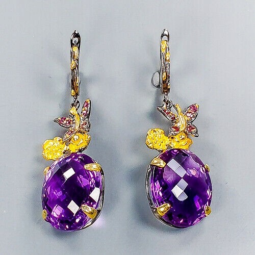 Amethyste Turmalin Ohrringe 52ct 4 Zertifikat