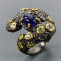 Art Ring blauer Saphir Topas Größe 12