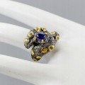 Art Ring blauer Saphir Topas Größe 12