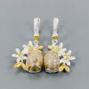 Künstlerische Ohrringe natürliche Peridot Jaspis Blume 1