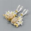 Künstlerische Ohrringe natürliche Peridot Jaspis Blume 1