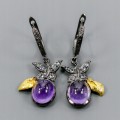 Künstlerische Ohrringe natürliche Amethyste Schmetterlinge 1