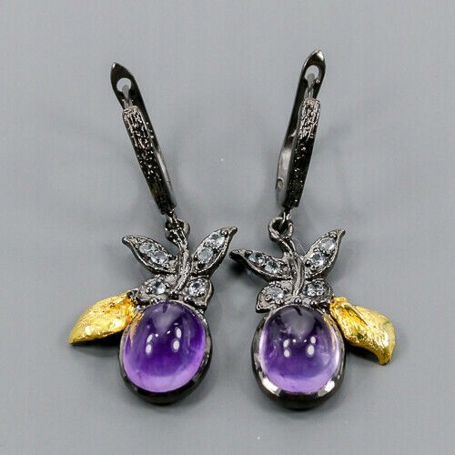 Künstlerische Ohrringe natürliche Amethyste Schmetterlinge 1