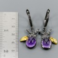 Künstlerische Ohrringe natürliche Amethyste Schmetterlinge 1