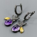 Künstlerische Ohrringe natürliche Amethyste Schmetterlinge 1