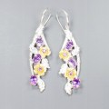 Künstlerische natürliche Amethyst Blumen Ohrringe 1