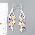 Künstlerische natürliche Amethyst Blumen Ohrringe 1