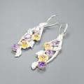 Künstlerische natürliche Amethyst Blumen Ohrringe 1