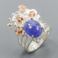 Art Tansanit Topas Blume Ring Größe 13,5