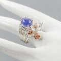 Art Tansanit Topas Blume Ring Größe 13,5