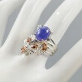 Art Tansanit Topas Blume Ring Größe 13,5