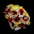 Künstlerischer orangefarbener Opal Ring Größe 13,5