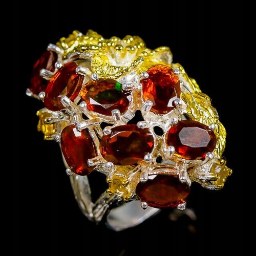 Künstlerischer orangefarbener Opal Ring Größe 13,5