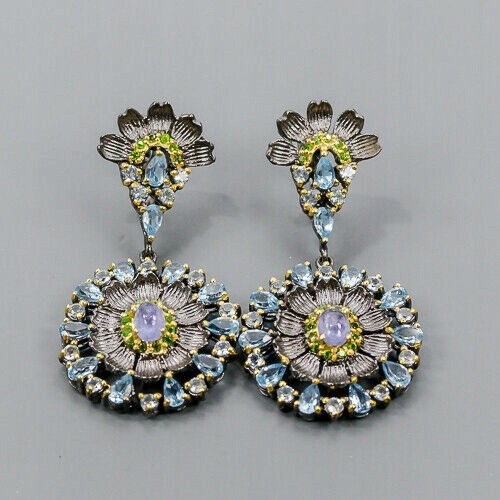 Art Ohrringe Tansanit Topas Diopsid 1