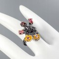 Künstlerischer Ring Amethyst Granat Größe 15,5 Blume