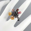 Künstlerischer Ring Amethyst Granat Größe 15,5 Blume