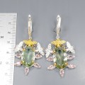 Künstlerische Ohrringe 25ct grüner Amethyst Turmalin 1