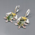Künstlerische Ohrringe 25ct grüner Amethyst Turmalin 1