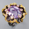 Künstlerischer Ring Amethyst Saphire Größe 14