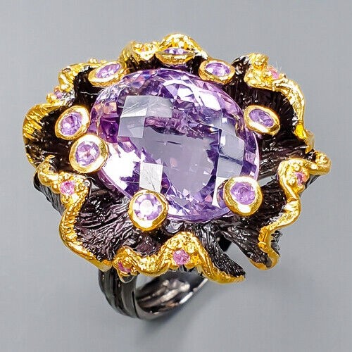 Künstlerischer Ring Amethyst Saphire Größe 14