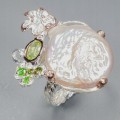 Künstlerischer Ring Barock Perle Peridot Größe 14