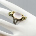 Künstlerischer Ring Rosenquarz Opale Größe 18