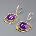Künstlerische Ohrringe natürliche Amethyste 1 Vintage