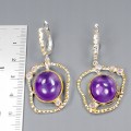 Künstlerische Ohrringe natürliche Amethyste 1 Vintage