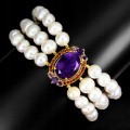 Natürliches Amethyst Armband mit Granat Perlen 925