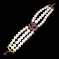 Natürliches Amethyst Armband mit Granat Perlen 925