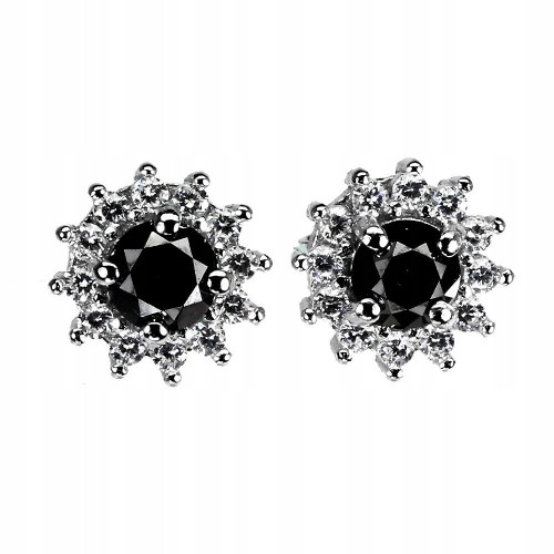Ohrringe natürliche schwarze Diamanten 0,65 ct Silber 1