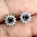 Ohrringe natürliche schwarze Diamanten 0,65 ct Silber 1