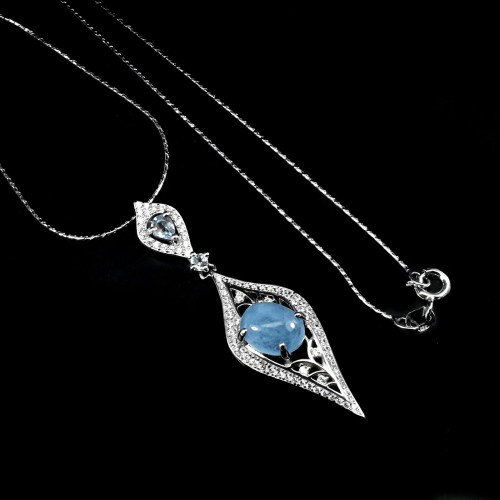 Silberkette natürlicher Aquamarin Topas Sky 2