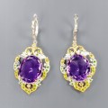 Künstlerische Ohrringe Amethyste 30,50 ct Zertifikat